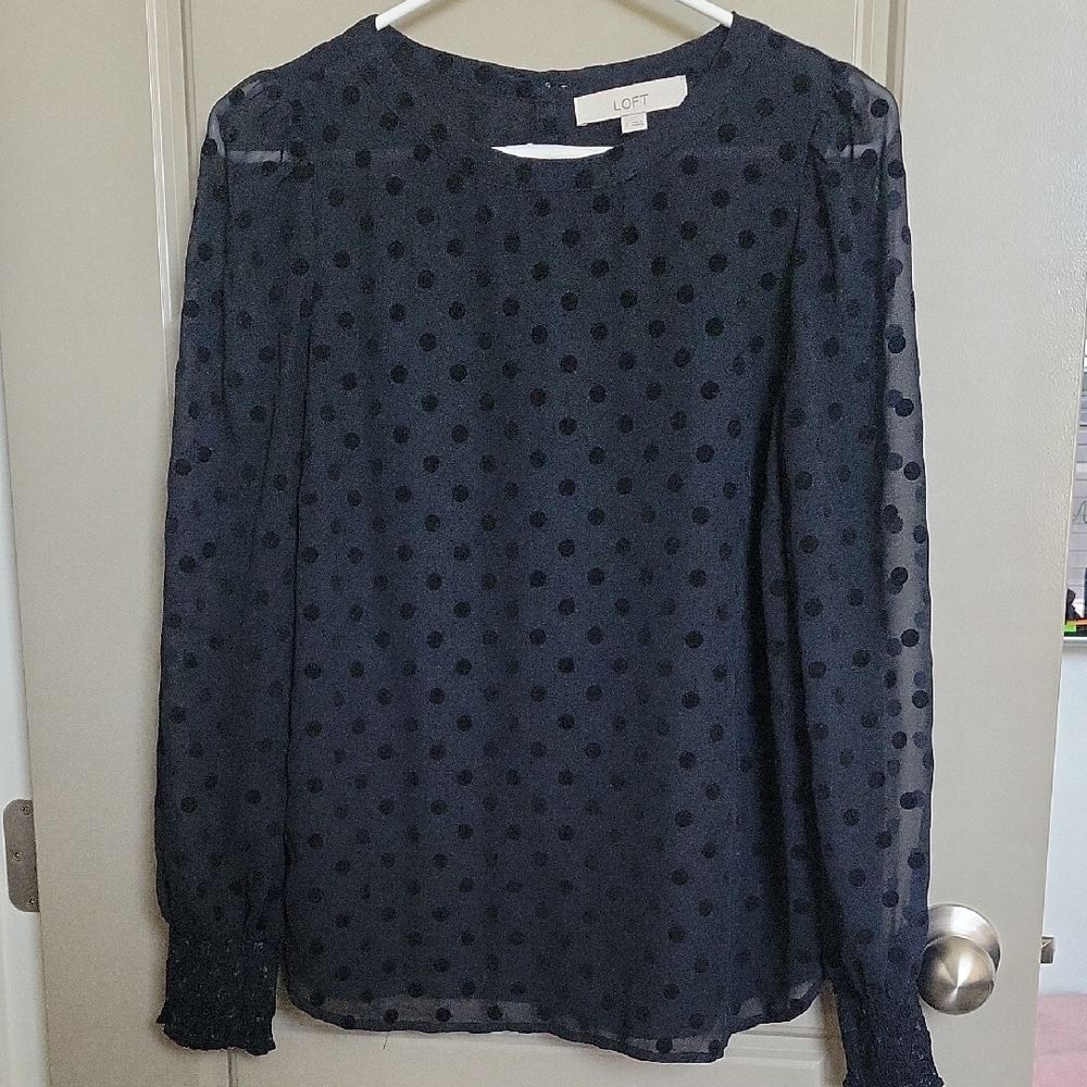 LOFT Black Polka Dot Women's Top